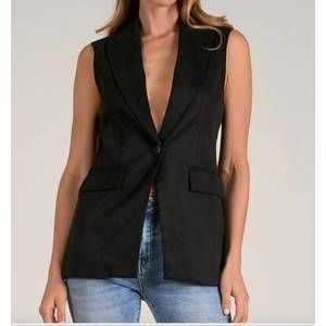 NEW ELAN vest with long lapel in black